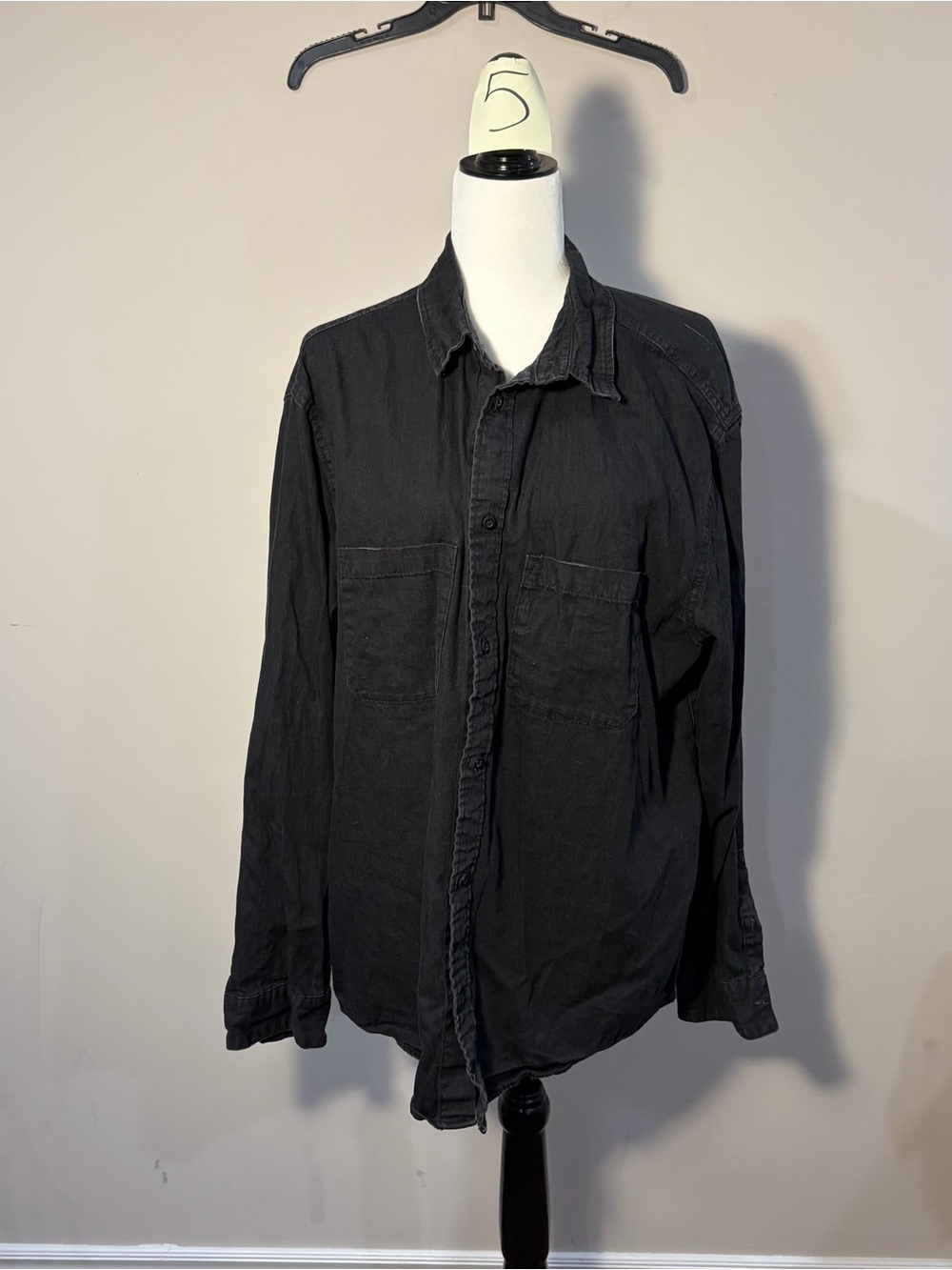 H&M Black Casual Long-Sleeve Button-Down Shirt